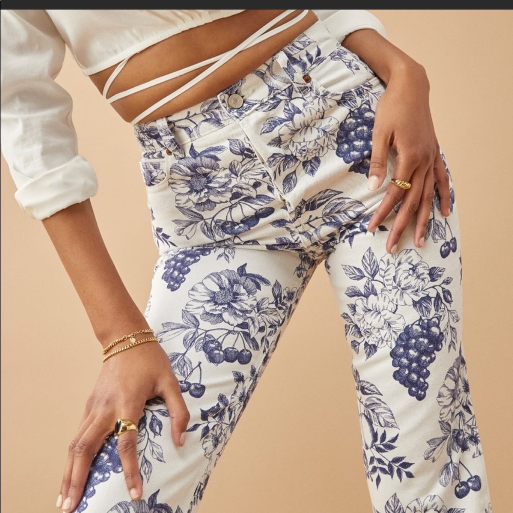 Reformation CYNTHIA toile high rise straight jeans NWT, monaco pattern